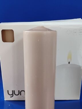 Yummi Blush Pink Pillar Candle - Soft Neutral Home Accent Slow Burn